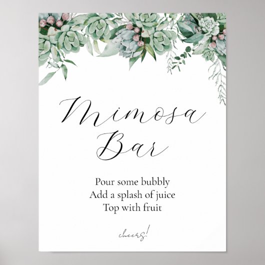 Succulent en Eucalyptus Greenery Bar Poster (Voorkant)