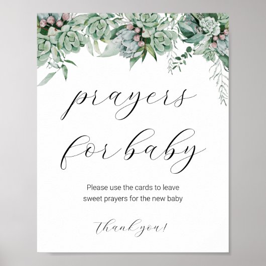 Succulent en Eucalyptus Greenery voor Baby Poster (Voorkant)