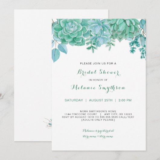 Succulent en eucalyptus vrijgezellenfeest nodigen kaart (Voorkant / Achterkant)