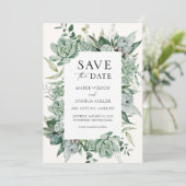 Succulent en Eucalyptus Wedding Save the Date Kaart (Staand voorkant)