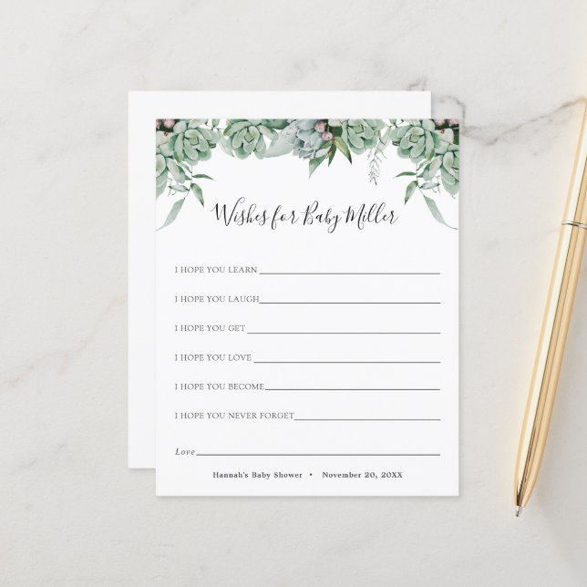 Succulent en Eucalyptus Wishes for the Baby (Voorkant / Achterkant in situ)