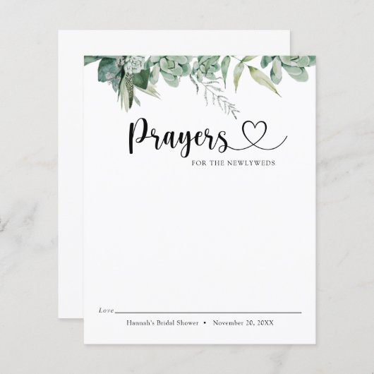 Succulent- en Eucalyptusgebeden voor de Pas getrou (Voorkant / Achterkant)