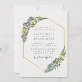 Succulent en Goud Geometrische Bruiloft Kaart (Voorkant)