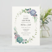 Succulent en groen Lijst Baby shower Kaart (Staand voorkant)