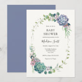 Succulent en groen Lijst Baby shower Kaart (Voorkant / Achterkant)