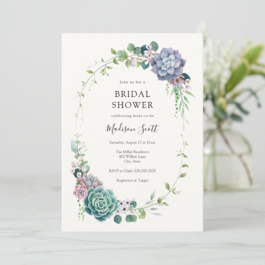 Succulent en groen Lijst Vrijgezellenfeest Kaart (Staand voorkant)