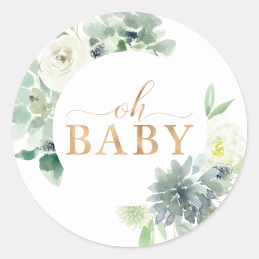 Succulent en groen Oh Baby Sticker (Voorkant)