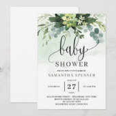 Succulent Eucalyptus Baby shower Kaart (Voorkant / Achterkant)