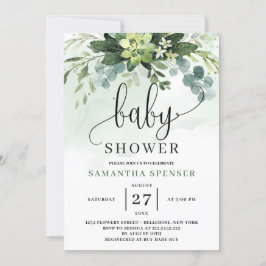 Succulent Eucalyptus Baby shower Kaart