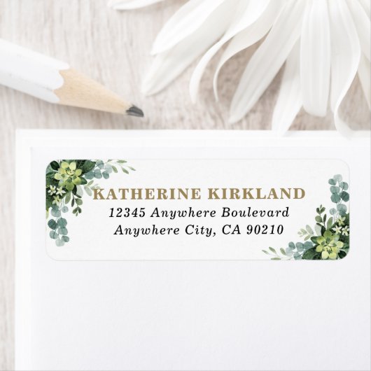 Succulent Eucalyptus Elegant Boho Greenery Wedding Etiket (Insitu)