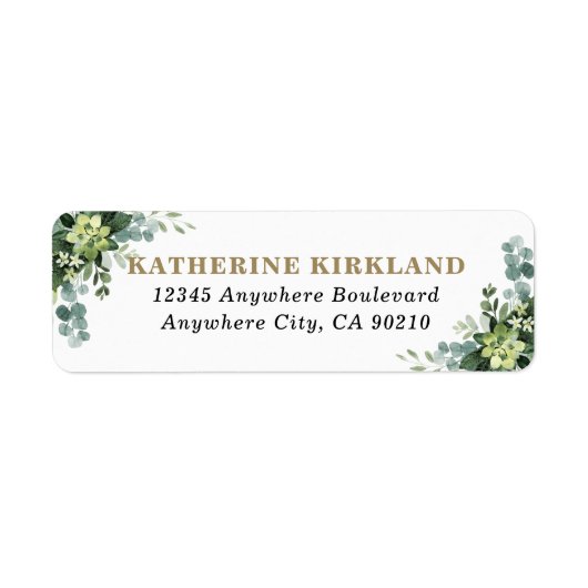 Succulent Eucalyptus Elegant Boho Greenery Wedding Etiket (Voorkant)