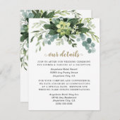 Succulent Eucalyptus Elegant Boho Greenery Wedding Informatiekaartje (Voorkant / Achterkant)
