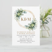 Succulent Eucalyptus Elegant Boho Greenery Wedding Kaart (Staand voorkant)