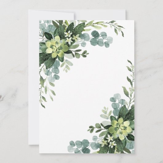 Succulent Eucalyptus Elegant Boho Greenery Wedding Kaart (Achterkant)