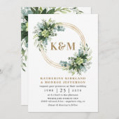Succulent Eucalyptus Elegant Boho Greenery Wedding Kaart (Voorkant / Achterkant)