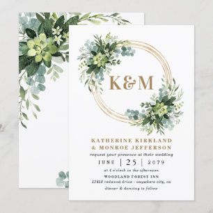 Succulent Eucalyptus Elegant Boho Greenery Wedding Kaart