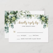 Succulent Eucalyptus Elegant Boho Greenery Wedding RSVP Kaartje (Voorkant / Achterkant)