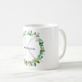 SUCCULENT EUCALYPTUS FOLIAGE WATERVERF MONOGRAM KOFFIEMOK (Voorkant rechts)