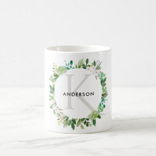 SUCCULENT EUCALYPTUS FOLIAGE WATERVERF MONOGRAM KOFFIEMOK
