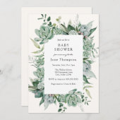 Succulent Eucalyptus Greenery Baby shower Kaart (Voorkant / Achterkant)
