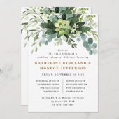 Succulent eucalyptus groen repetitie diner kaart (Voorkant / Achterkant)