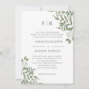 Succulent Eucalyptus Leaves Rehearsal Dinner Kaart