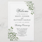 Succulent Eucalyptus Leaves Wedding Program (Voorkant / Achterkant)