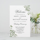Succulent Eucalyptus Leaves Wedding Program (Staand voorkant)