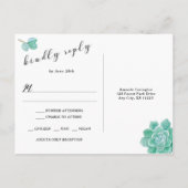 Succulent Eucalyptus RSVP antwoord 3961 Uitnodiging Briefkaart (Achterkant)