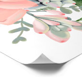 Succulent Eucalyptus Waterverf Koraal Baby shower Poster (Hoek)