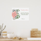 Succulent Eucalyptus Waterverf Koraal Baby shower Poster (Keuken)