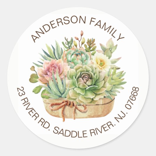 Succulent Floral Address Label (Voorkant)