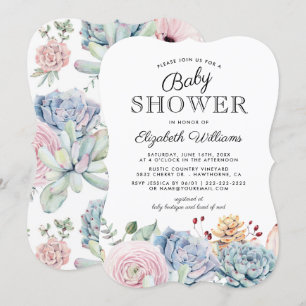  Succulent Floral Baby shower Kaart