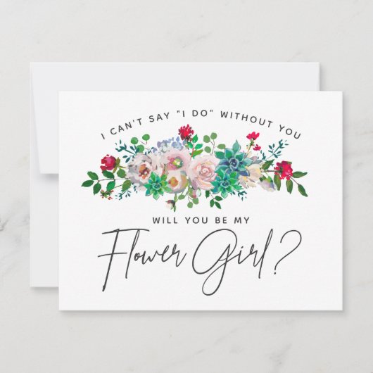 Succulent Floral Bloemenmeisje Kaart (Voorkant)