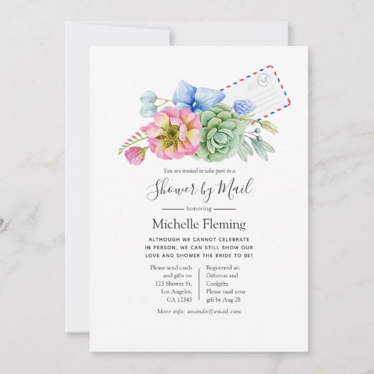 Succulent Floral Bridal of Baby shower per post Kaart (Voorkant)