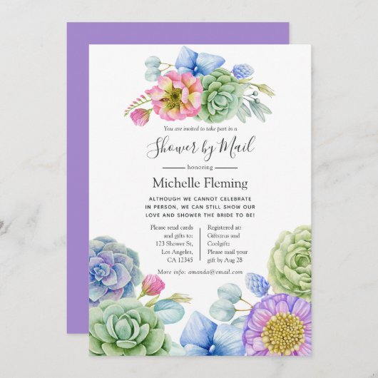 Succulent Floral Bridal of Baby shower per post Kaart (Voorkant / Achterkant)