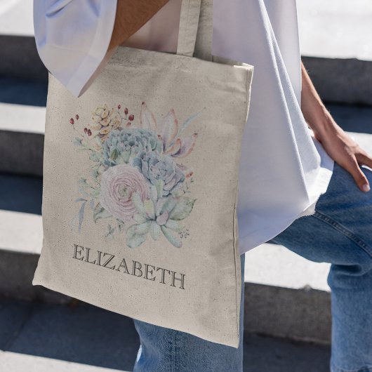  Succulent Floral Bridesmaid Tote Bag
