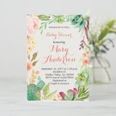 Succulent Floral Cactus Invitation Kaart (Staand voorkant)