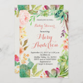 Succulent Floral Cactus Invitation Kaart (Voorkant / Achterkant)