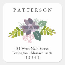 Succulent Floral Garden Return Address Label
