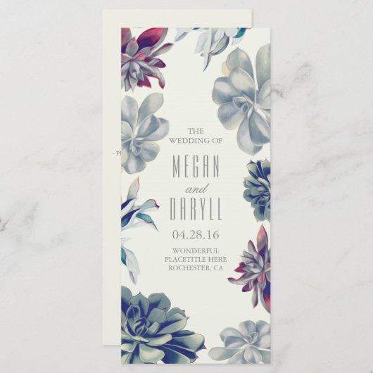 Succulent Floral Garden Trouwprogramma's Programmakaart (Voorkant / Achterkant)