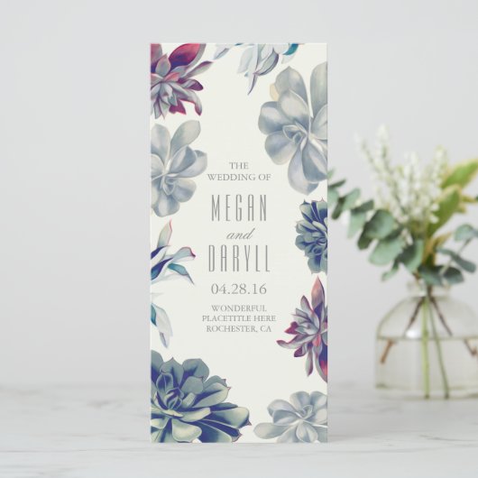 Succulent Floral Garden Trouwprogramma's Programmakaart (Staand voorkant)