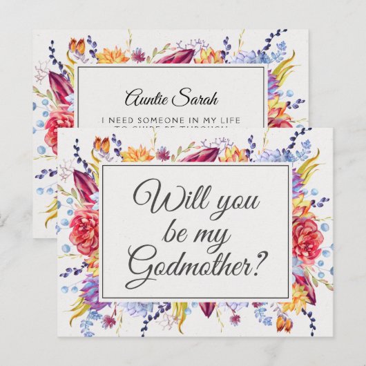  Succulent Floral Godmoeder Voorstel Kaart (Voorkant / Achterkant)