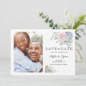 Succulent Floral Save the Date Foto (Staand voorkant)