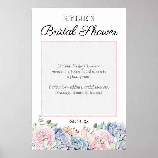 Succulent Floral Wedding Bridal Partij Foto Prop Poster (Voorkant)