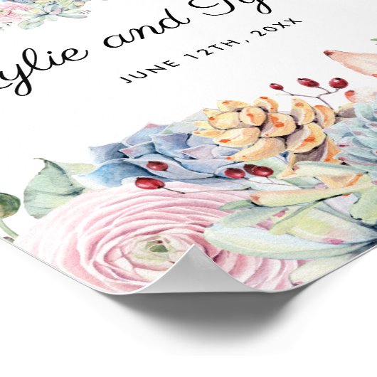  Succulent Floral Welcome Wedding Poster (Hoek)