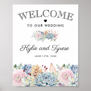 Succulent Floral Welcome Wedding Poster