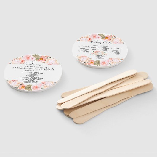 Succulent Floral Wreath Huwelijksceremonie Program Handwaaier (Niet-gemonteerd)