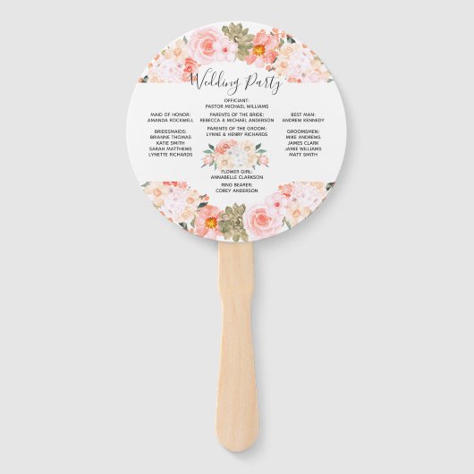 Succulent Floral Wreath Huwelijksceremonie Program Handwaaier (Achterkant)