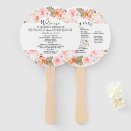 Succulent Floral Wreath Huwelijksceremonie Program Handwaaier